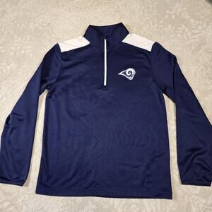 NFL Team Apparel- Los Angeles Rams Men's Medium 1/4 Zip Pullover Blue / White
